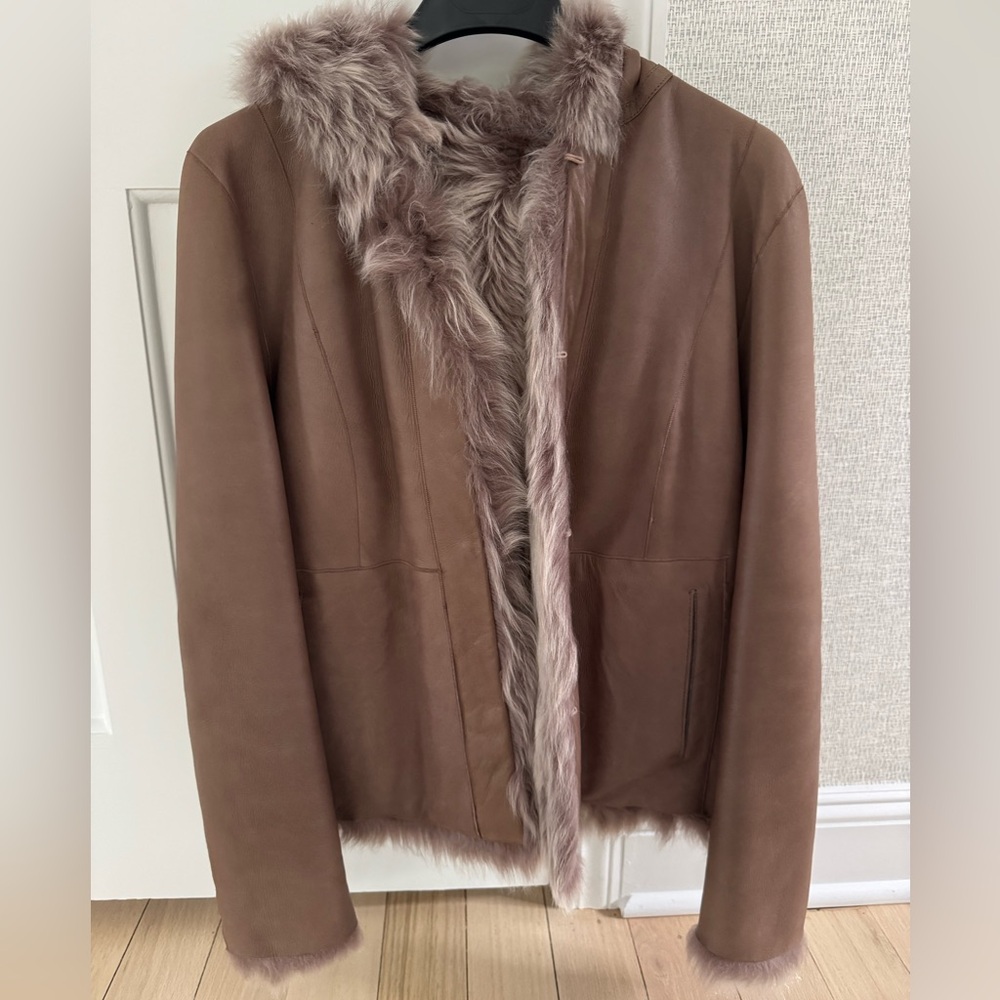 Reversible, hooded shearling jacket from LTH JKT size S